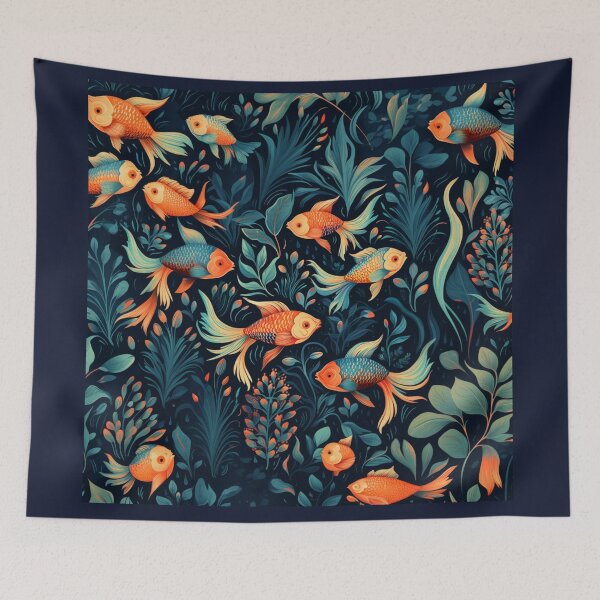 Item preview, Gold Fish Pattern - Green 1 designed and sold by HerMajusty.