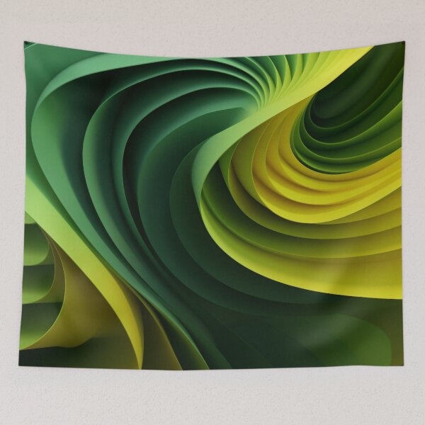 Item preview, Green & Yellow 3D AudioScape: Abstract Geometric Layers designed and sold by PaintbrushPlace.
