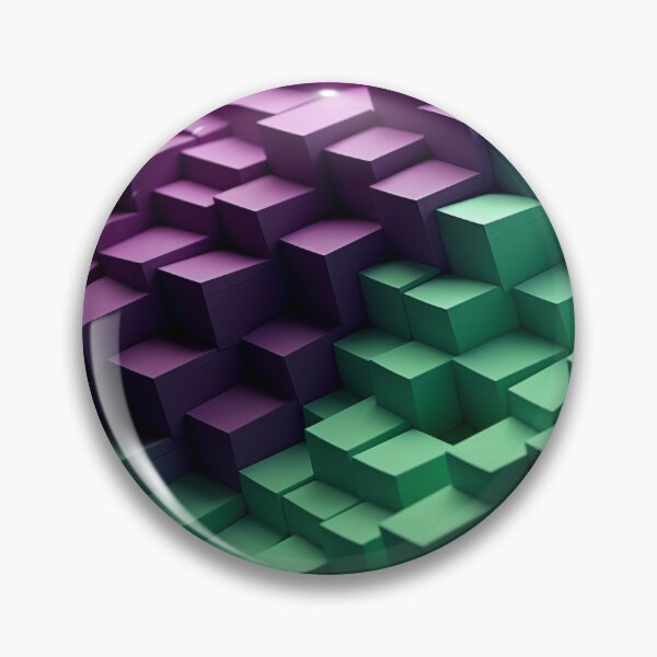 Artikelvorschau, Kubische 3D-Klanglandschaft: Geometrisch in Hellgrün und Lila entworfen und verkauft von PaintbrushPlace.