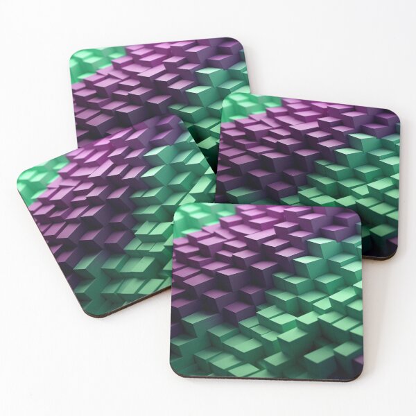 Item preview, 3D Cubic SoundScape: Geometric in Light Green & Purple designed and sold by PaintbrushPlace.