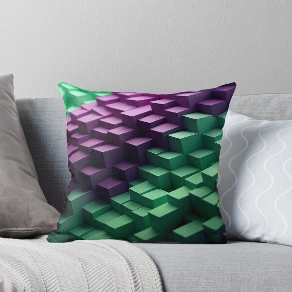 Aperçu de l'œuvre SoundScape cubique 3D : géométrique en vert clair et violet créée et vendue par PaintbrushPlace.