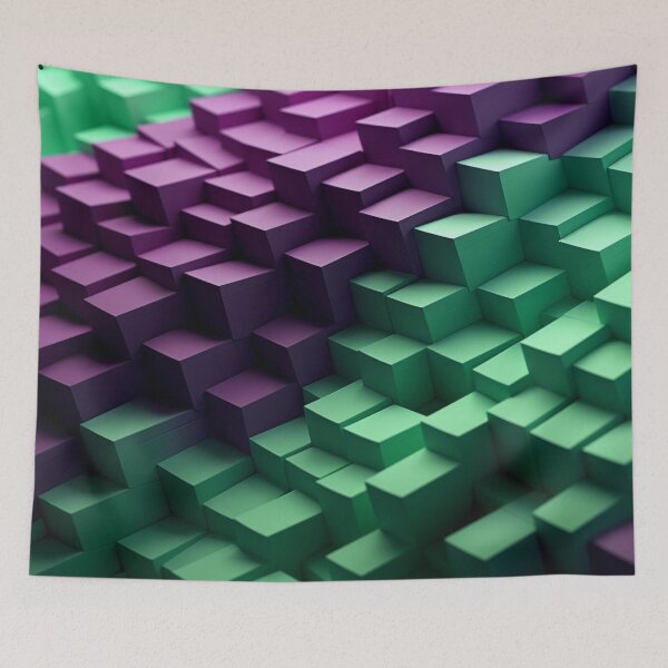 Item preview, 3D Cubic SoundScape: Geometric in Light Green & Purple designed and sold by PaintbrushPlace.