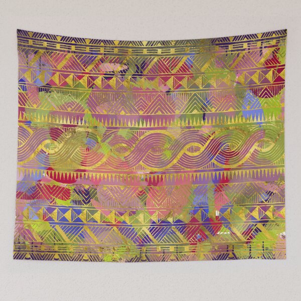 Item preview, Gold Tribal Pattern on Pastel and Purple painted texture designed and sold by k9printart.