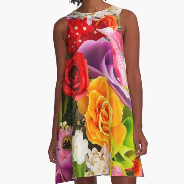 Colorful Flowers A-Line Dress