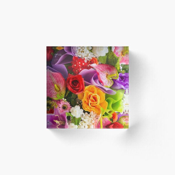 Colorful Flowers Acrylic Block