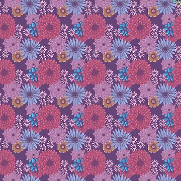 Artwork thumbnail, Purple Muted Flower Pattern by quirkyburp