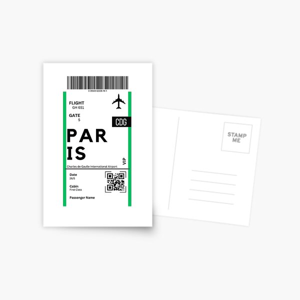 Item preview, Paris Airplane Boarding Pass designed and sold by RoamInk.