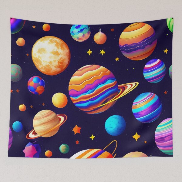 Item preview, Seamless Pattern of Colorful Planets and Stars designed and sold by deepakrode7.