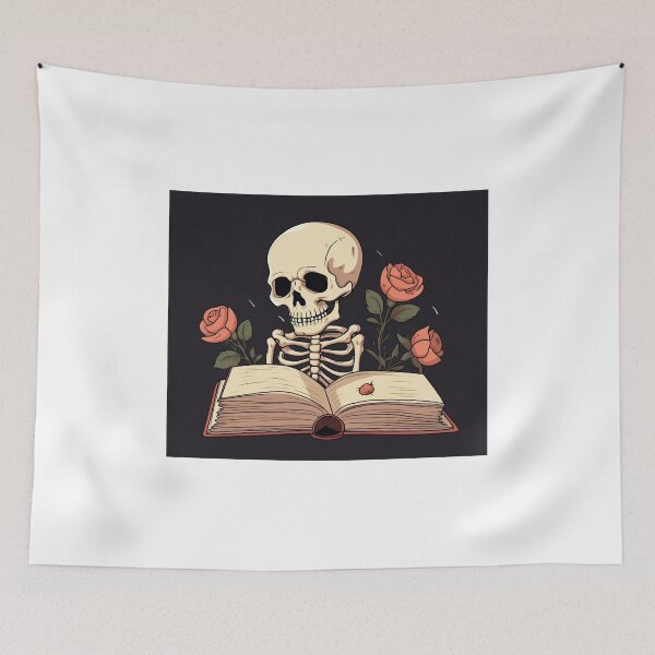 Item preview, Skeleton Aesthetic Reading Book Rose Cute Art designed and sold by redstar19.