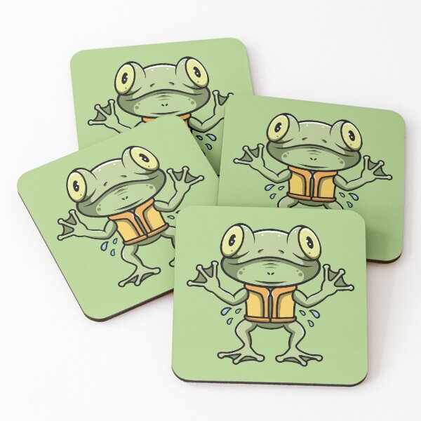 Item preview, cute frog wearing life jacket cartoon illustration designed and sold by cubbone.