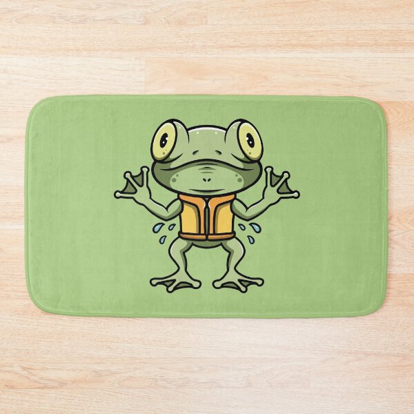 Item preview, cute frog wearing life jacket cartoon illustration designed and sold by cubbone.