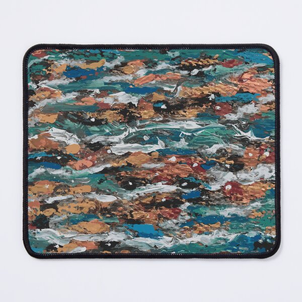 Item preview, Abstract turquoise and orange sea motif pattern designed and sold by mariya-ivanova.