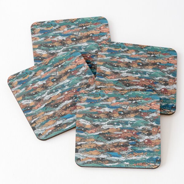Item preview, Abstract turquoise and orange sea motif pattern designed and sold by mariya-ivanova.