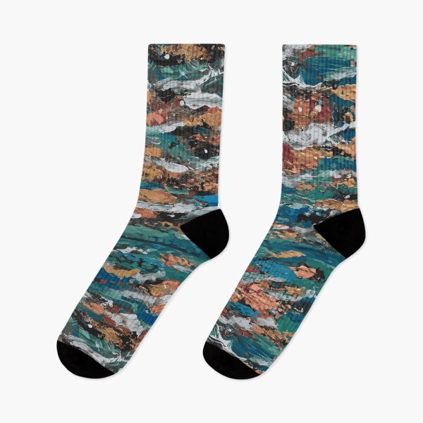 Item preview, Abstract turquoise and orange sea motif pattern designed and sold by mariya-ivanova.