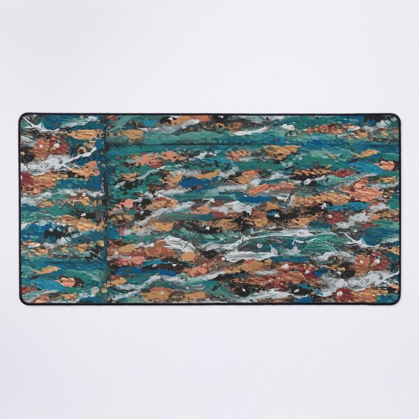 Item preview, Abstract turquoise and orange sea motif pattern designed and sold by mariya-ivanova.