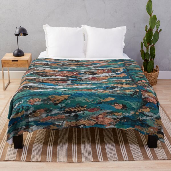 Item preview, Abstract turquoise and orange sea motif pattern designed and sold by mariya-ivanova.
