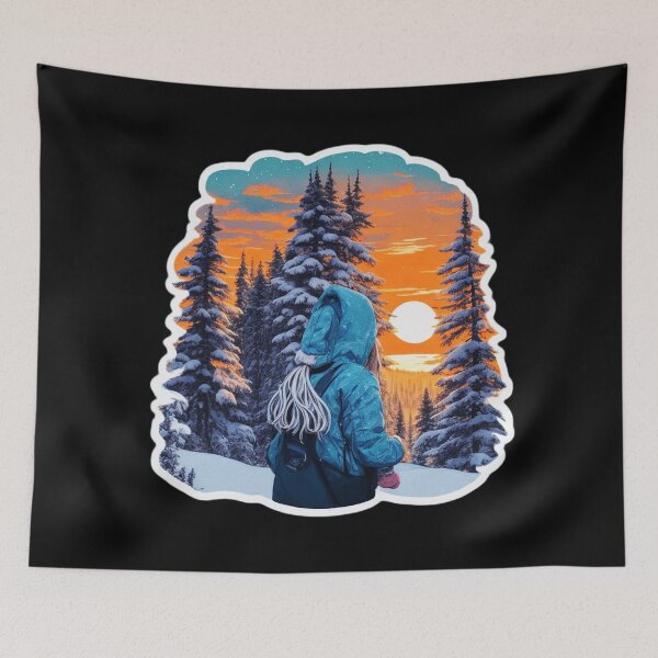 Item preview, Young Girl Watching Winter Forest Sunset designed and sold by Ridiculam Toga.