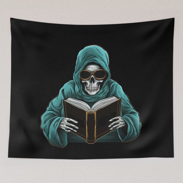 Item preview, Halloween Ghost Skull Reading a Book designed and sold by Myra365Art.
