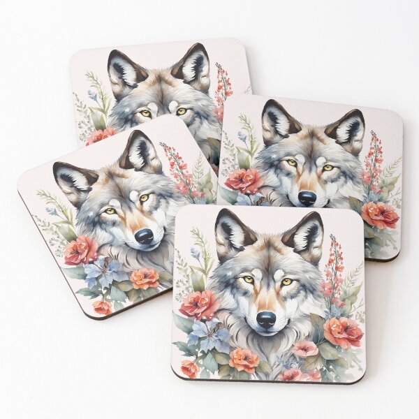 Item preview, wolf with flowers 5 designed and sold by SchokoGoth.
