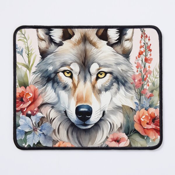 Item preview, wolf with flowers 5 designed and sold by SchokoGoth.