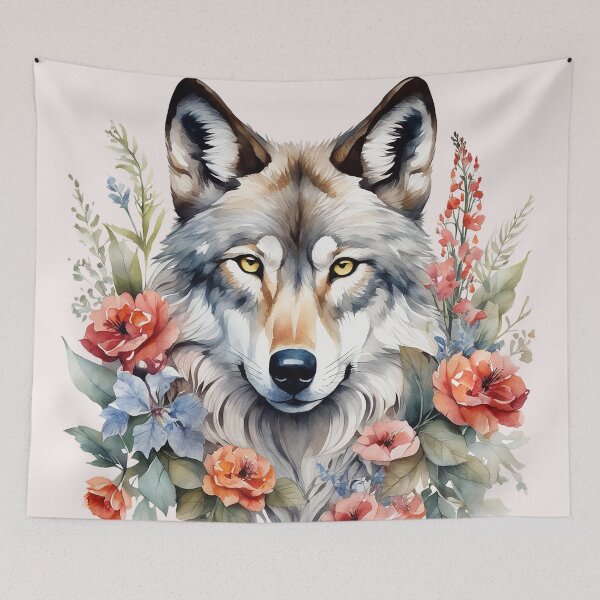 Item preview, wolf with flowers 5 designed and sold by SchokoGoth.