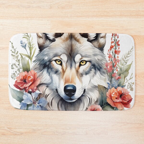 Item preview, wolf with flowers 5 designed and sold by SchokoGoth.