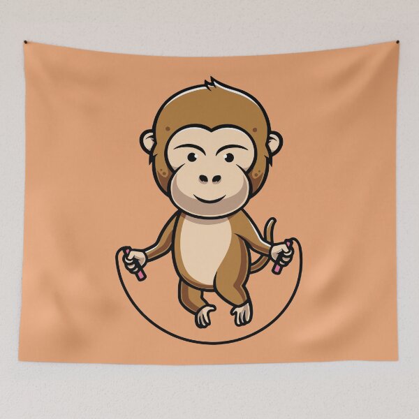 Item preview, Cute monkey skipping cartoon illustration designed and sold by cubbone.