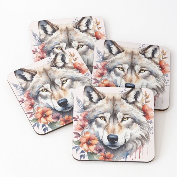 Item preview, wolf with flowers 6 designed and sold by SchokoGoth.