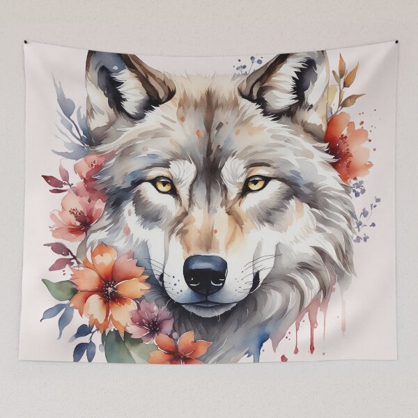 Item preview, wolf with flowers 6 designed and sold by SchokoGoth.