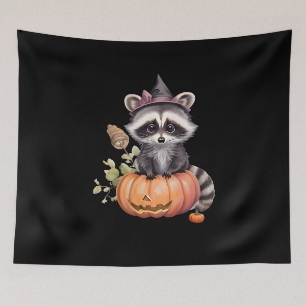 Item preview, Watercolor Hand Drawn Cute Halloween Raccoon designed and sold by BloomCatB.
