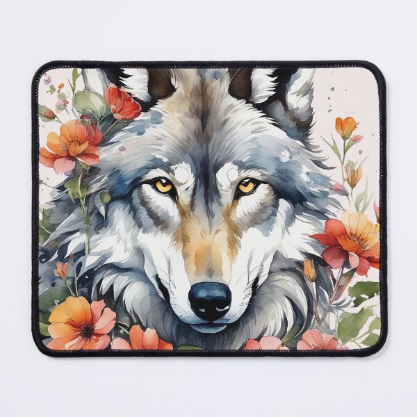 Item preview, wolf with flowers 7 designed and sold by SchokoGoth.