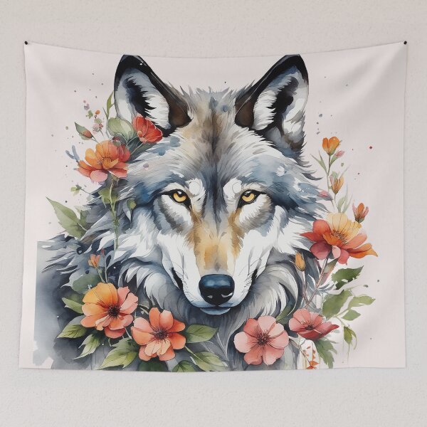 Item preview, wolf with flowers 7 designed and sold by SchokoGoth.