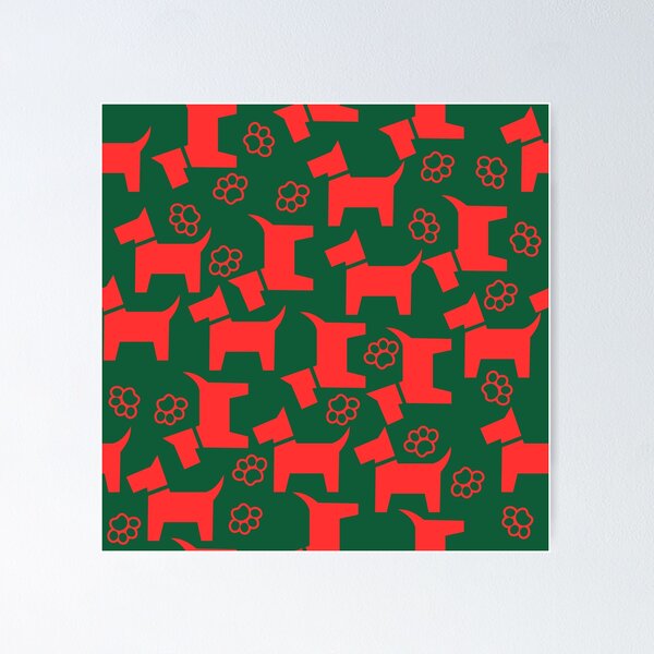 Item preview, Christmas Dog Paw Green Red Pattern designed and sold by EnigmaStitcher.