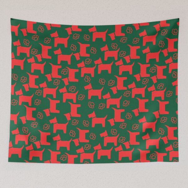 Item preview, Christmas Dog Paw Green Red Pattern designed and sold by EnigmaStitcher.