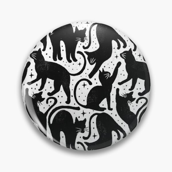 Item preview, black cats with white whiskers on white background with stars and bloobs designed and sold by RenattaZare.