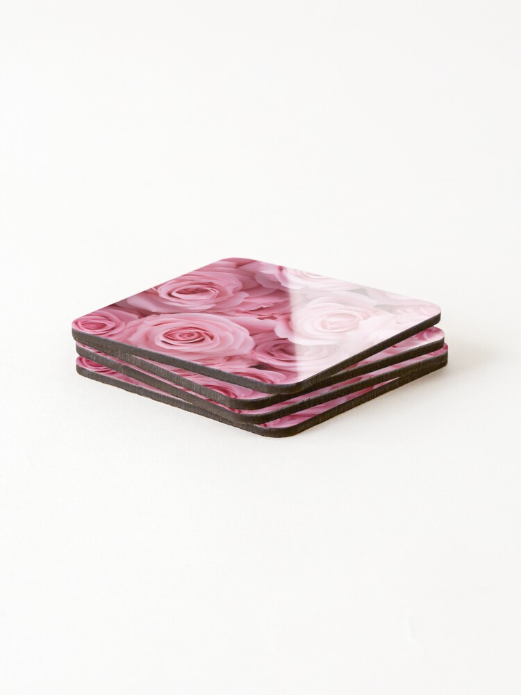 Thumbnail 4 of 5, Coasters (Set of 4), Pink Roses designed and sold by allthis.