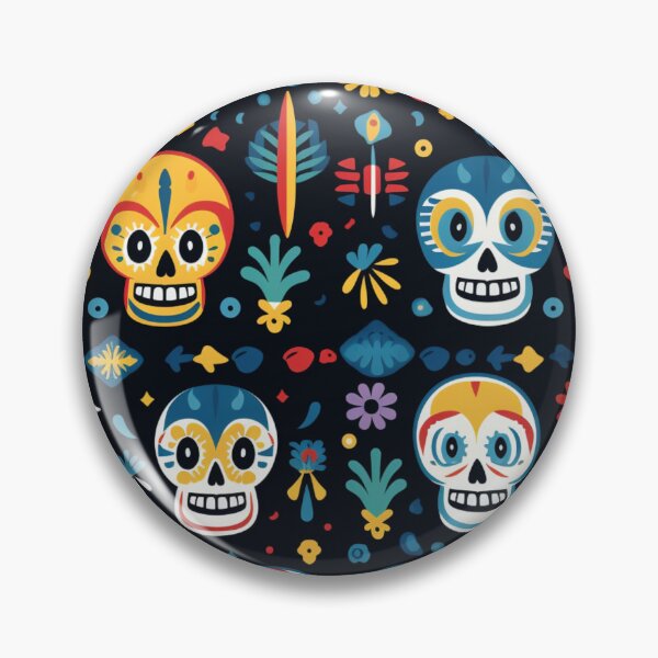 Item preview, Colorful fantasy pattern orange blue red white green turquoise yellow black skulls sculls designed and sold by G-M-Designs.