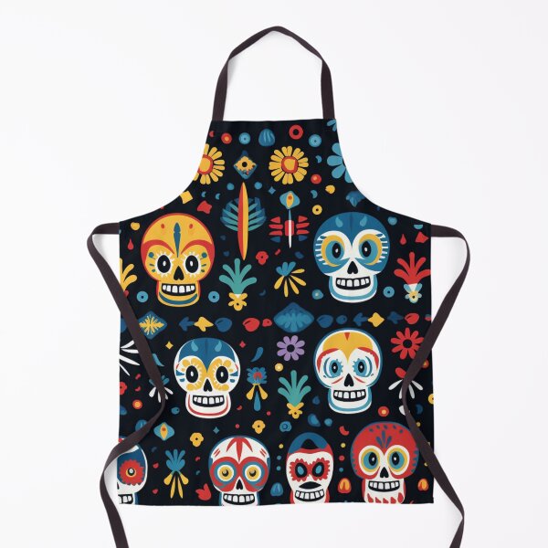 Item preview, Colorful fantasy pattern orange blue red white green turquoise yellow black skulls sculls designed and sold by G-M-Designs.