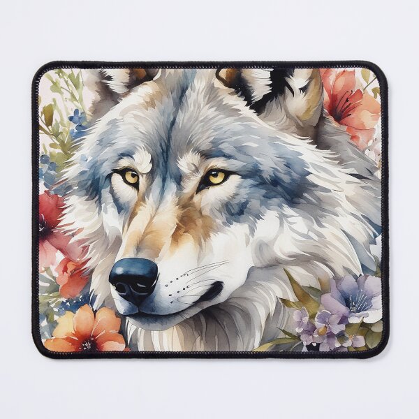 Item preview, wolf with flowers 8 designed and sold by SchokoGoth.