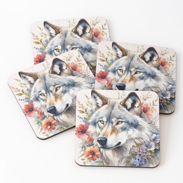 Item preview, wolf with flowers 8 designed and sold by SchokoGoth.