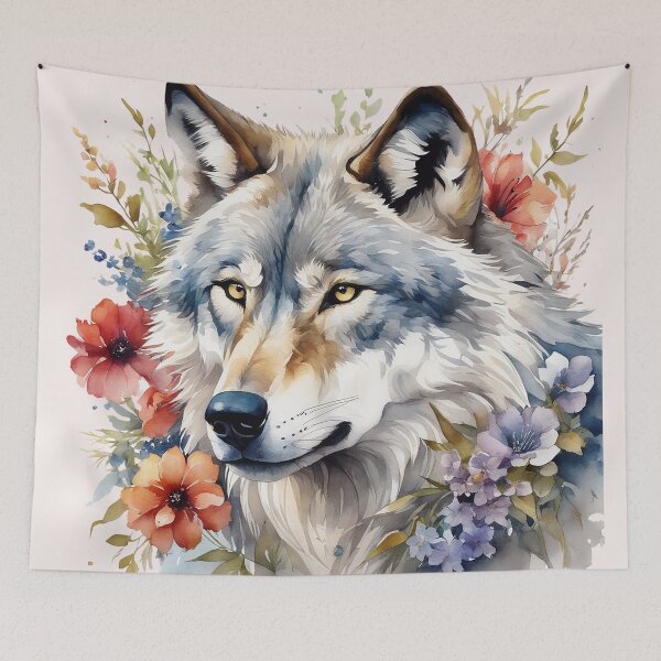 Item preview, wolf with flowers 8 designed and sold by SchokoGoth.