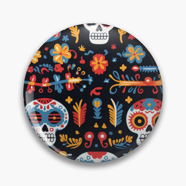 Item preview, Colorful fantasy pattern orange blue red white green turquoise yellow black skulls sculls designed and sold by G-M-Designs.
