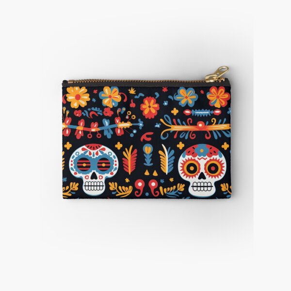 Item preview, Colorful fantasy pattern orange blue red white green turquoise yellow black skulls sculls designed and sold by G-M-Designs.