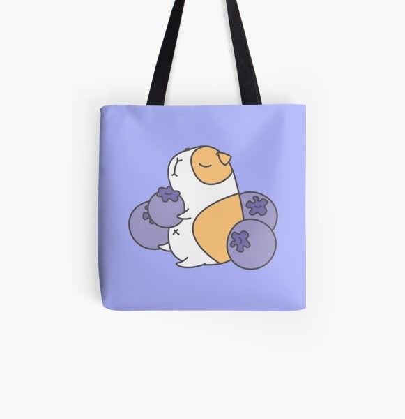 Guinea pig and blueberry All Over Print Tote Bag