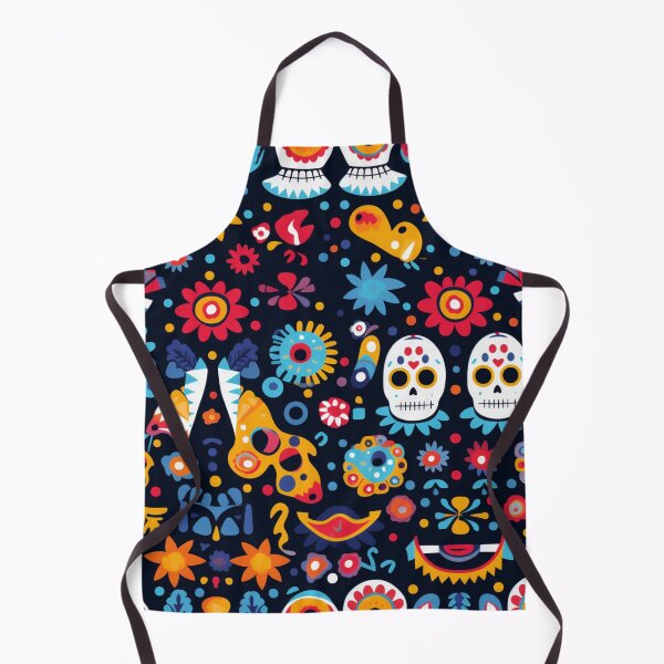 Item preview, Colorful fantasy pattern orange blue red white green turquoise yellow black skulls sculls designed and sold by G-M-Designs.