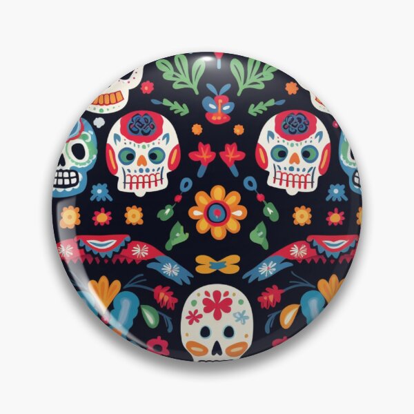 Item preview, Colorful fantasy pattern orange blue red white green turquoise yellow black skulls sculls designed and sold by G-M-Designs.