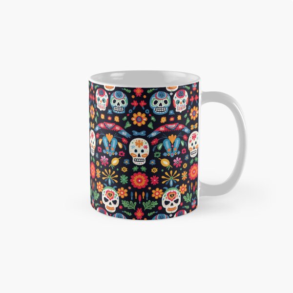 Item preview, Colorful fantasy pattern orange blue red white green turquoise yellow black skulls sculls designed and sold by G-M-Designs.