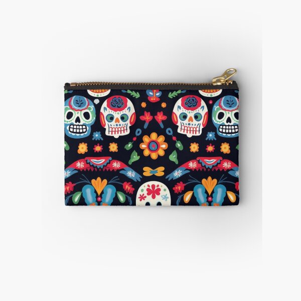 Item preview, Colorful fantasy pattern orange blue red white green turquoise yellow black skulls sculls designed and sold by G-M-Designs.