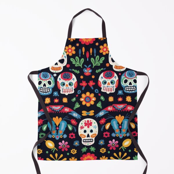 Item preview, Colorful fantasy pattern orange blue red white green turquoise yellow black skulls sculls designed and sold by G-M-Designs.