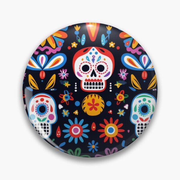 Item preview, Colorful fantasy pattern orange blue red white green turquoise yellow black skulls sculls designed and sold by G-M-Designs.